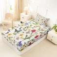 thumbnail image 4 of Erosebridal Colorful Flowers Twin Sheet Sets for Girls, Chic Butterfly Bedding, 3 Pieces, 1 Flat Sheet 1 Fitted Sheet and 1 Pillowcase, 4 of 5