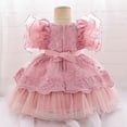 thumbnail image 5 of Tiijoy Newborn Girls Ruffle Flutter Sleeve Lace Dress Wedding Pageant Party Formal Gown, Sizes 0-6M, 5 of 7