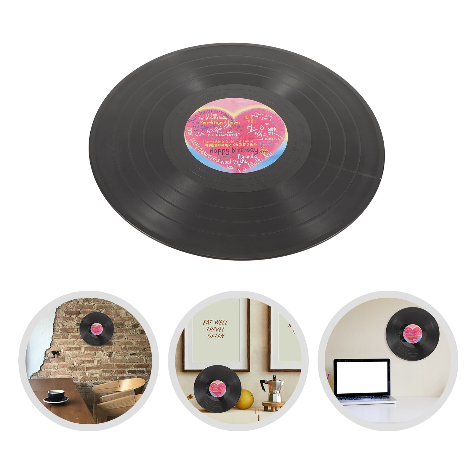 8pcs Retro Fake Records Vinyl Records Decor Wall Decorative Paper
