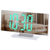 Unique Bargains LED Alarm Clock White Housing and Green Light 7.3"L x 1.9"W x 3.0"H