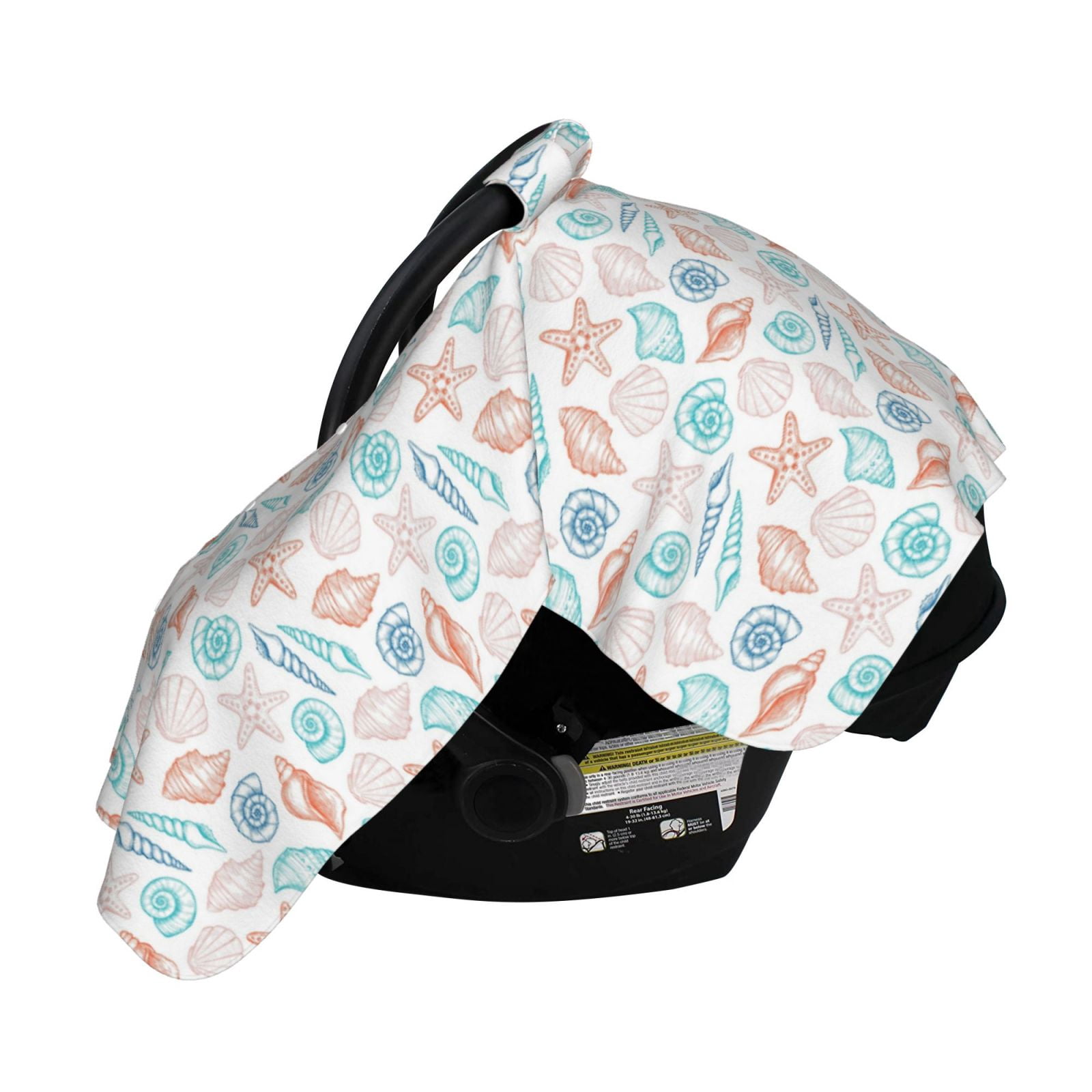 Naloa Colorful Seashells1 Baby Car Seat Cover, Breathable Baby Carrier Cover, Multiuse Baby Carrier Cover & Nursing Breastfeeding Cover
