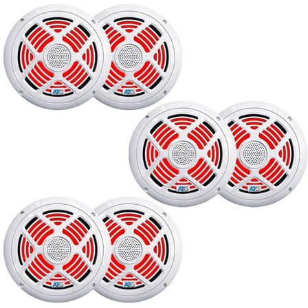 8 Inch White RGB LED Marine Speakers (3) Pair ATG8MRGB-W