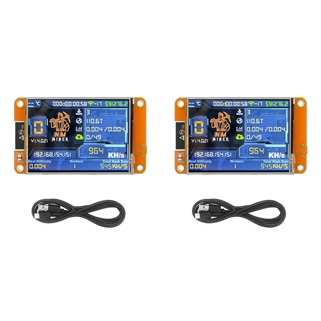 2X NMMiner V2 964KH/S Hashrate BTC Solo Lottery Miner ESP32 Pantalla Inteligente de 2.8 Pulgadas Bitcoin Crypto Lottery Miner