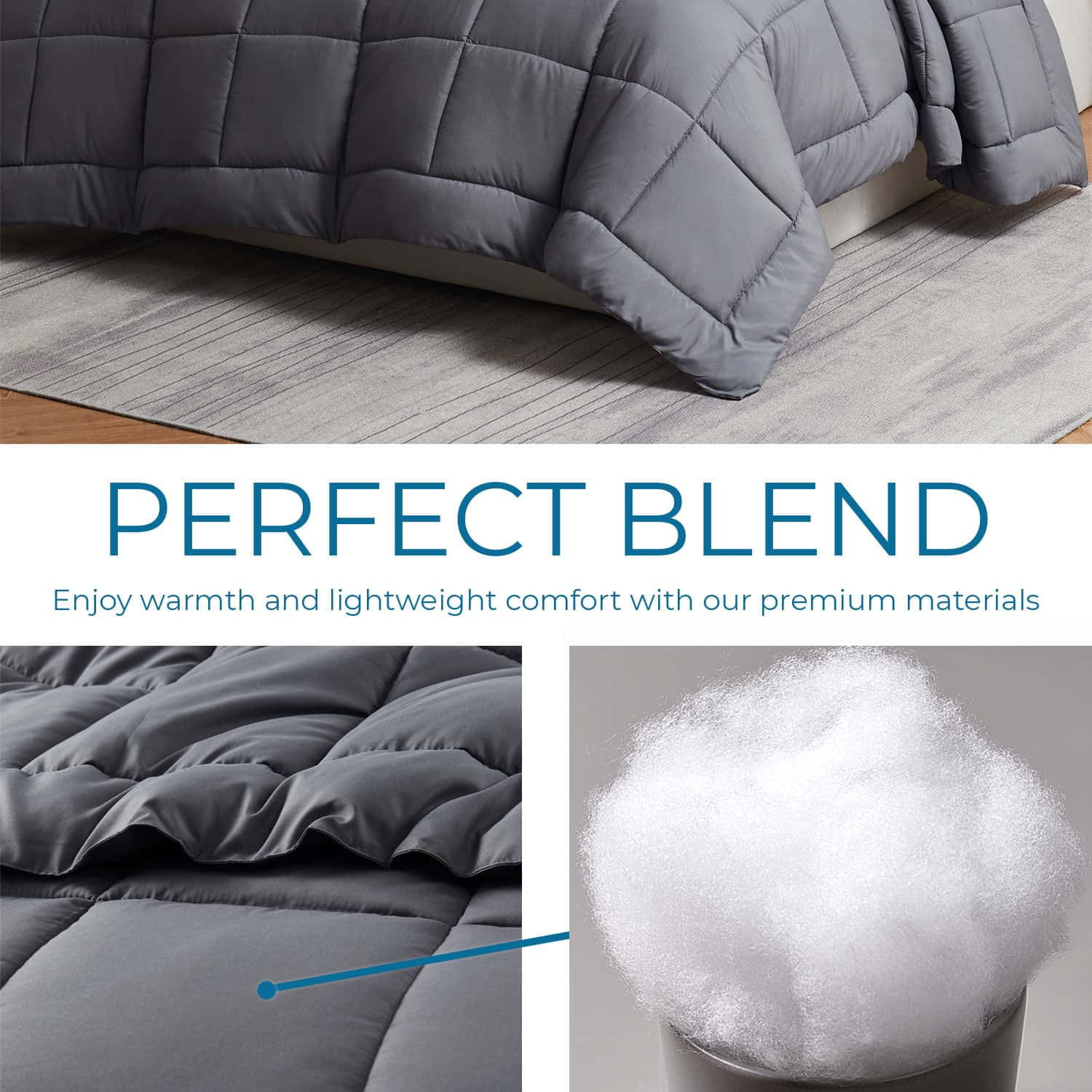 LammaLoe Twin Comforter, Quilted Down Alternative Comforter, All Season Duvet Insert with Corner Tabs, Gray