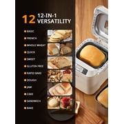 2lb Bread Machine, 12 Presets Bread Maker Gluten-Free Setting, 13 Hour Delay Timer, White
