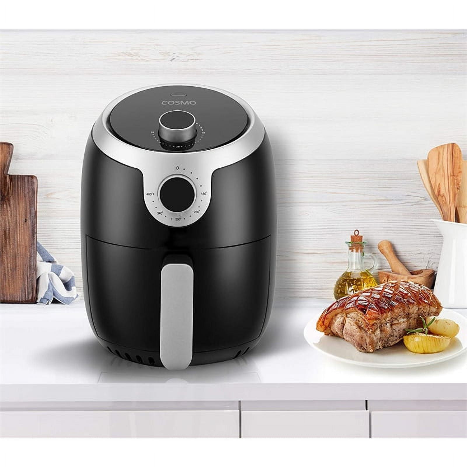 Cosmo COS-58AFAKSS 5.5 Liter Electric Hot Air Fryer with Temperature Control, Timer, Non-Stick Frying Tray, 1400W (5.8 Quarts, Stainless Steel /