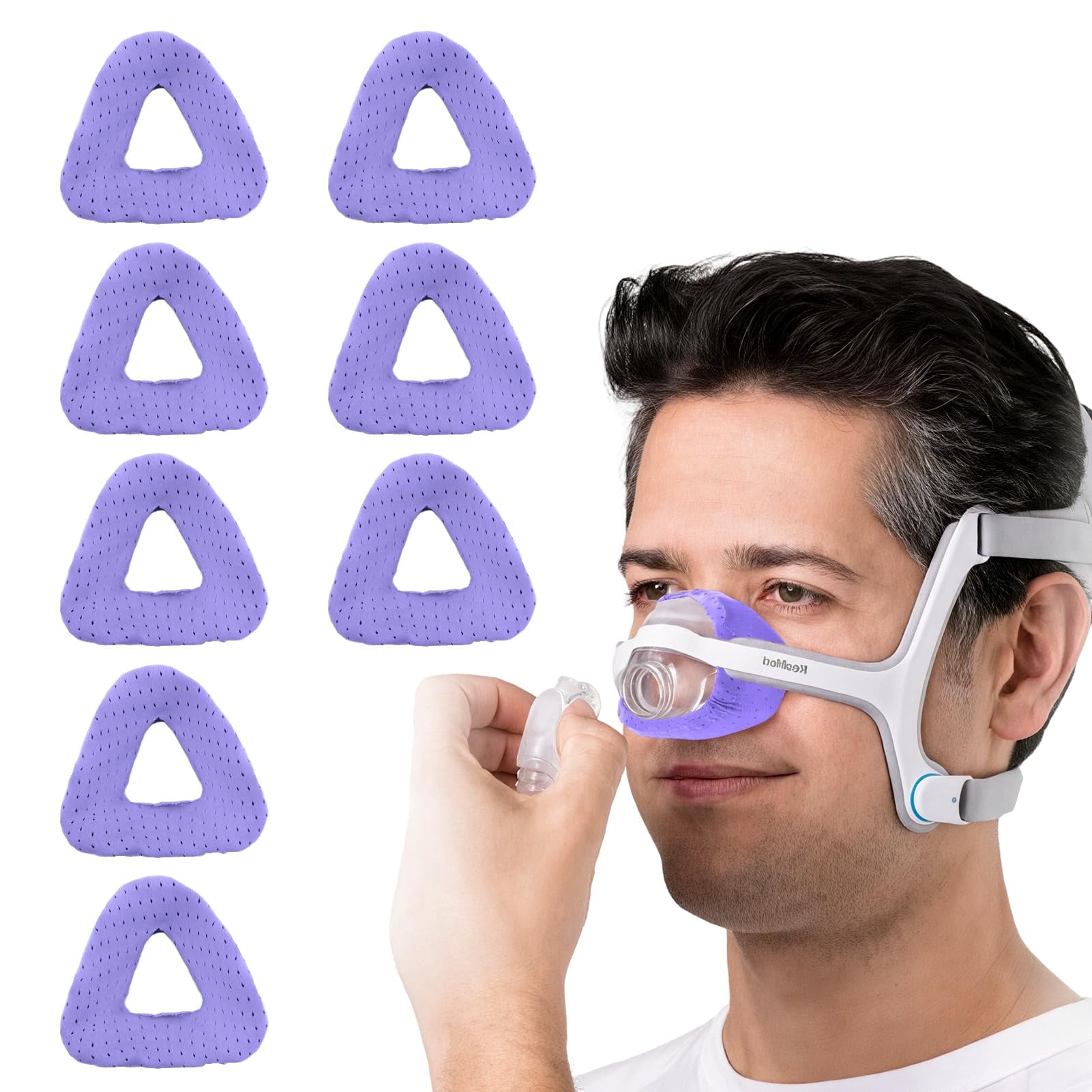 YXMEIGUO 8 Pack Nasal CPAP Mask Liners Compatible with AirFit N20 Nasal Mask Cushions, Reusable Soft Thin & Comfortable Mask Covers, Reducing Facial Redness Enhanced Comfort, Purple
