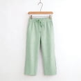 thumbnail image 4 of Yourumao Womens Linen Capri Pants Striped Straight Leg Capris Elastic Drawstring Waist Loose Casual Pants Summer Travel Trousers with Pocket, 4 of 7