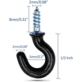thumbnail image 3 of TUOREN 1/2"Inch Ceiling Plastic-Covered Metal Screw in Hooks Black 50pcs, 3 of 5