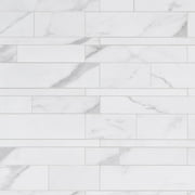 Bond Tile Easy Luxe Railroad Calacatta 11.81 in. x 11.81 in. SPC Peel and Stick Tile (0.96 Sq. Ft. / Sheet)