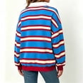 thumbnail image 5 of Fanshiluo Women's Drop Shoulder Collared Striped Sweatshirt, Contrast Loose Long Sleeve Pullover Top,Size S-2XL, 5 of 7