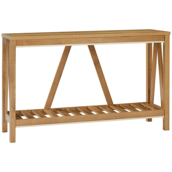 HOMCOM Farmhouse Storage Particleboard Console Table, Brown