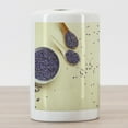 thumbnail image 3 of Herb Ceramic Toothbrush Holder, Dry Lavender in Spoons and Bowl and Spring Botany Fresh Purple Flower Bouquet, Decorative Versatile Countertop for Bathroom, 4.5" X 2.7", Cream Laurel Green, 3 of 4