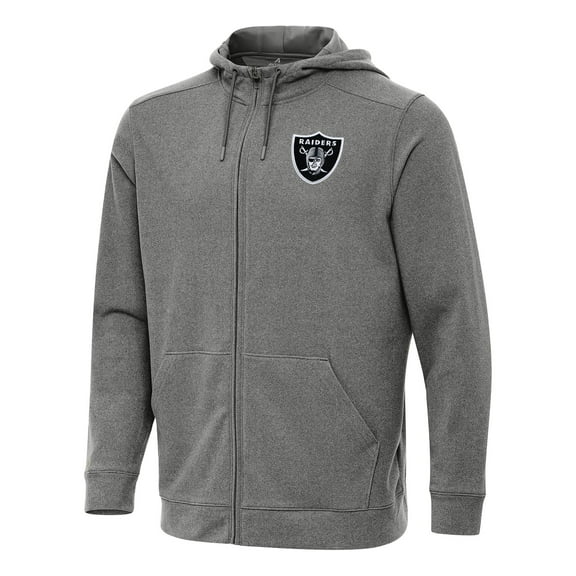 Men's Antigua Heather Black Las Vegas Raiders Effortless Full-Zip Hoodie