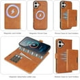 thumbnail image 6 of Allytechgroup 3 in 1 Wallet Case for Apple iPhone 16, Detachable Back Cover & Cards Holder Compatible with Mag-safe Shockproof RFID Blocking Stand Phone Case for iPhone 16, Brown, 6 of 8