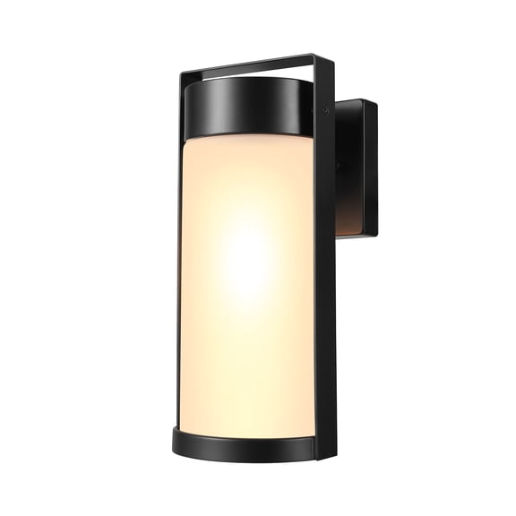 1-Light Outdoor Wall Sconce, Matte Black, Frosted Glass