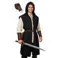 thumbnail image 2 of ZToonmas Men Medieval Sleeveless Hooded Tunic Long Open Front Vest Renaissance Halloween Role Play Cloths, 2 of 8