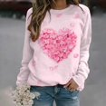 thumbnail image 3 of Baqcunre Crewneck Sweatshirts Solid Color Crew Neck Loose Long Sleeved Valentine's Day Print Hoodie(Pink S-XL),Womens Sweatshirt Womens Tops Valentine'S Day Shirts For Women, 3 of 3