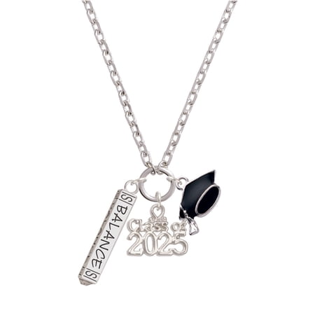Delight Jewelry Silver-tone Balance Bar - Silver-tone Class of 2025 Graduation Zoey Necklace, 28"