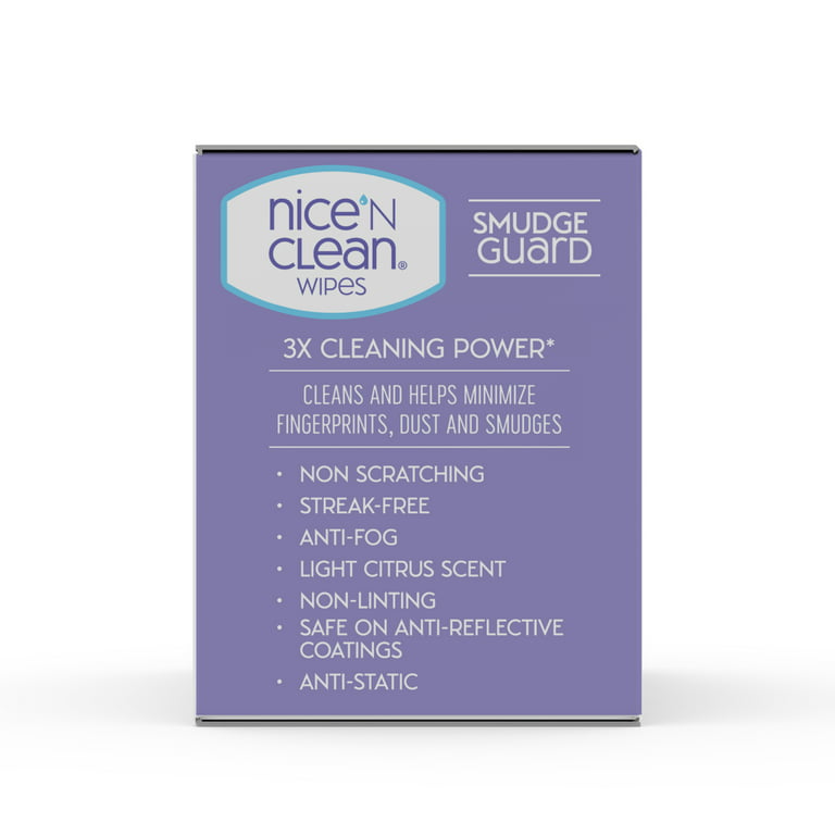 Nice 'n Clean SmudgeGuard Toallitas de limpieza para lentes (100 toallitas  en total) | Toallitas prehumedecidas envueltas individualmente | No rayan y