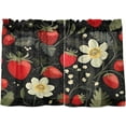 thumbnail image 2 of Coolnut Strawberry Flower Kitchen Curtains 24 Inch Length Blackout Thermal Insulating Tier Curtains with Rod Pockets Short Curtains Home for Living Room/Bedroom Home Decor, 2 of 7
