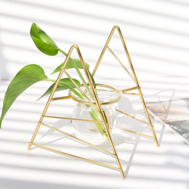Florero de Cristal de Planta Hidropónica Bonsai Marco de Decoración Del Hogar , Triángulo perfecl Jarrón floral geométrico