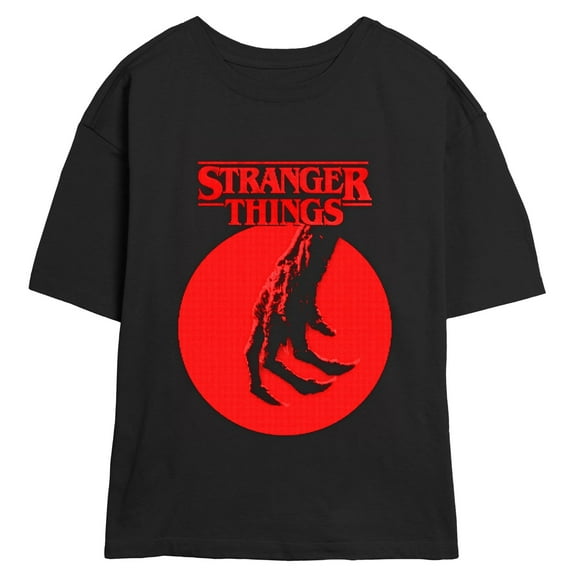 Netflix Juniors' Stranger Things Vecna Red Badge Hand Logo T Shirt