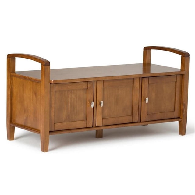 Simpli Home Warm Shaker en Bois 44 Pouces Banc d'Entrée Transitionnel en Brun Doré Clair