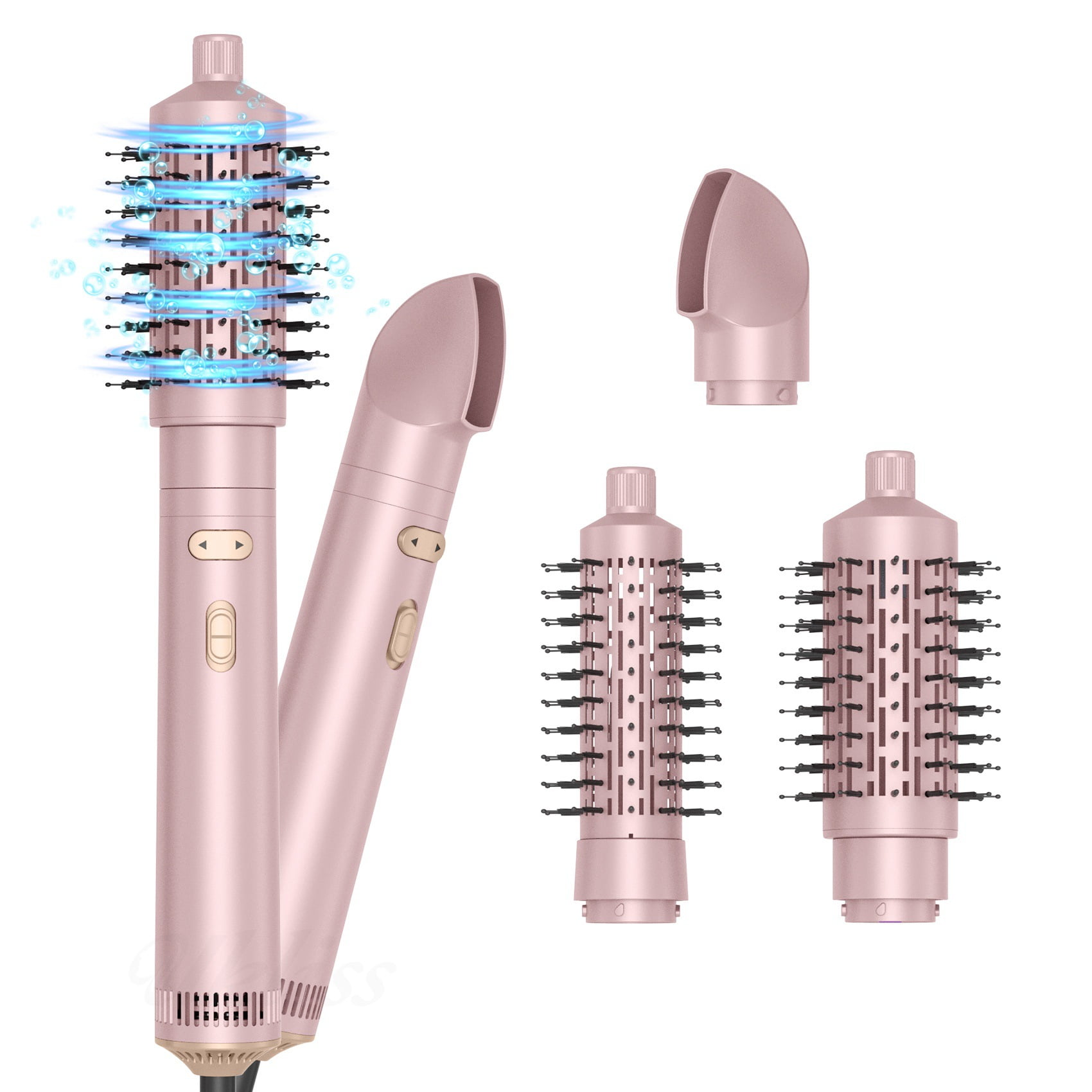 3-in-1 Rotating Hot Air Brush Styler, Professional Ionic Hair Dryer Brush Set with 3 Interchangeable Heads for Volumizing, Smoothing, and Creating Salon-Quality Blowouts
