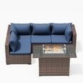 thumbnail image 7 of ELPOSUN Patio Furniture Set, Outdoor Patio Furniture Wicker Sectional Furniture Couch Set, 5 Pieces Outdoor Sectional Sofa with Fire Pit Table, Outdoor Patio Set for Porch Furniture (Navy Blue), 7 of 7