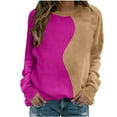 thumbnail image 4 of Womens Crewneck Sweatshirt Colorblock Patchwork Drop Shoulder Loose Sweatshirts Pullover Tops Sping Outfits 2026, 4 of 5