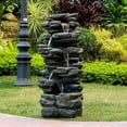 thumbnail image 3 of 40in High Outdoor 6-tier Rock Cascading Water Fountain with LED Lights, 3 of 5