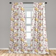 thumbnail image 5 of Cherry Blossom 2 Panel Curtain Set, Spring Concept Sparrow on Freshly Blooming Sakura Branches, Lightweight Window Treatment Living Room Bedroom Decor, 56" x 84", Rose Yellow, by Ambesonne, 5 of 5