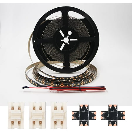 

LED Strip Lights Warm White 120LEDs/m 1000Lm/M 9.6W/M LED Tape Light 12V 2835 Cuttable Connectable Cornerable Dimmable LED Strips for Indoor Under Cabinet ETL-Listed (2700K-8.2ft Black)