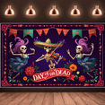 thumbnail image 5 of Colorful Design Day of the Dead Decorative Banner Skull Theme Floral Elements Skeleton Characters for Mexican Celebration Event Indoor Party, 5 of 8