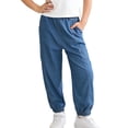 thumbnail image 4 of ZACPNCV Girls Tencel Denim Pants Rabbit Embroidery Lace Trim Wide Leg Flare Jeans Summer Lightweight Lyocell Casual Palazzo for Kids, 4 of 7