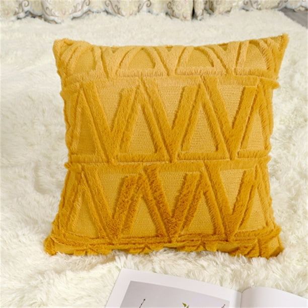 Fiudx Funda de Almohada Corta de Felpa, Diseño Bordado 3D, Suave y Cómoda, Decoración Acogedora para Otoño E Invierno, para Salón, Dormitorio y Balcón, Lavable a Máquina, Tamaño 45 X 45 Cm.