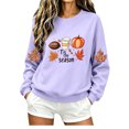 thumbnail image 6 of YFNNUP Women's Halloween Sweatshirts Tis The Season Pumpkin Football Graphic Pullover Tops Fall Crewneck Long Sleeve Shirts Purple,XXL, 6 of 6