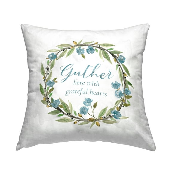 Stupell Industries Gather Floral Wreath Decorative Printed Throw Pillow Design by Carol Robinson.