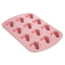 Paris Hilton 12 Cup Mini Heart Pan, Premium Nonstick, Heavy Duty Carbon Steel, Dishwasher Safe, Pink