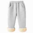 thumbnail image 2 of 6-7T Kids Fall Winter Thick Sherpa Lined Sweatpants Elastic Waist Cuffed Fleece Lined Loose Casual Pants with Side Pockets for Boys Girls 3-14 Years School Indoor Daily Wear,Grey, 2 of 9