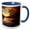 Blue/White, variant on 3drose, Colorful Autumnal Forest Landscape Photography with Sundown Reflection, 15oz Two-tone Red Mug