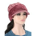 thumbnail image 4 of Spencer Womens Bib Beanie Hat One-Piece Scarf Mask Set Winter Warm Fleece Lined Knit Hat Neck Warmer Circle Scarf, Pink, 4 of 6