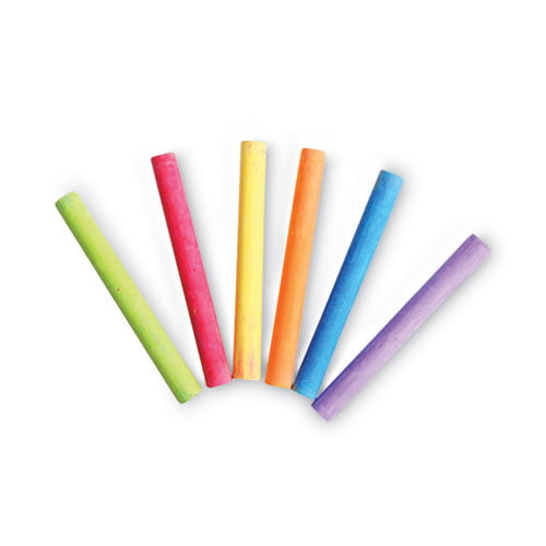 Chalk, 3 x 0.38 Diameter, 6 Assorted Colors, 12 Sticks/Box