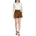 thumbnail image 3 of INSPIRE CHIC Women's Elegant Bow Self-Tie Belt High Paper Bag Waist Pleated Shorts M Coffee, 3 of 8