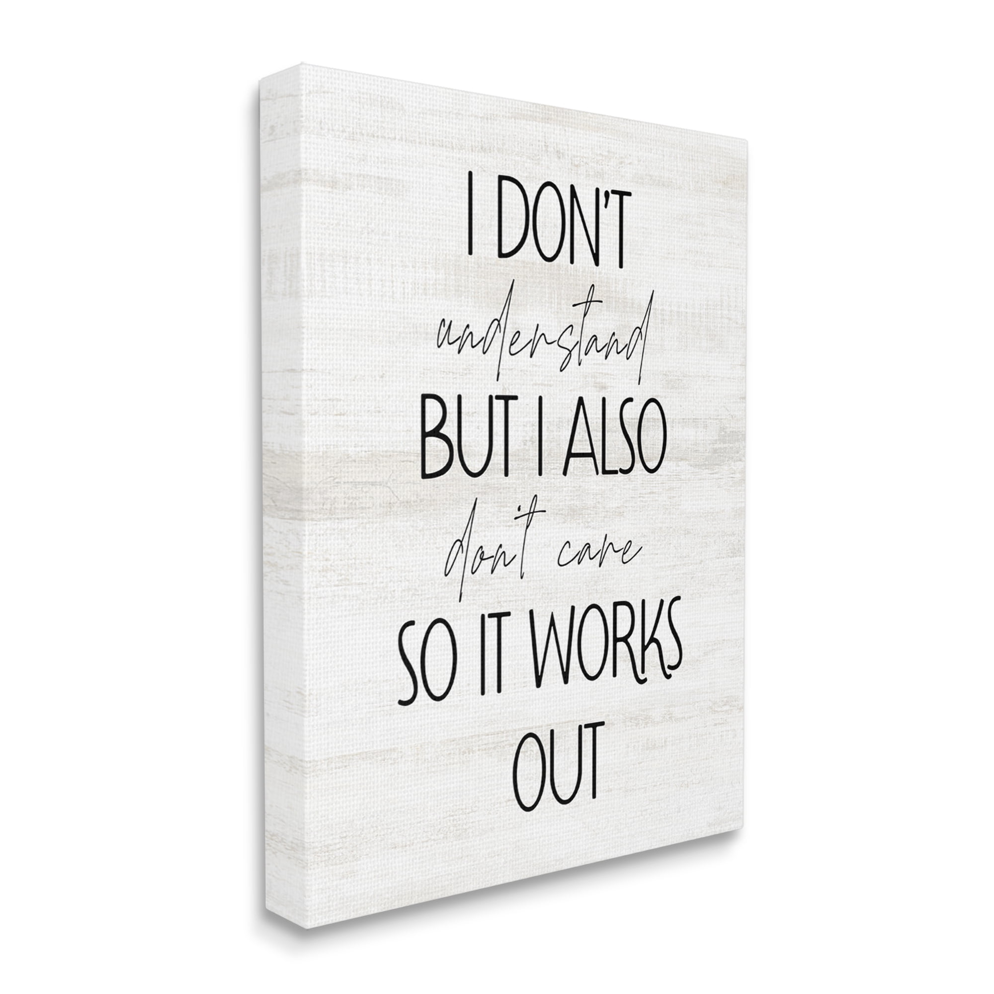 Stupell Industries Don't Care Rustic Phrase Typography Painting Gallery Wrapped Canvas Print Wall Art, 36 x 48