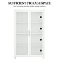 thumbnail image 2 of Double Glass Door Storage Cabinet with Adjustable Shelves and Feet Cold-Rolled Steel Sideboard Furniture for Living Room Kitchen White 05925, 2 of 9