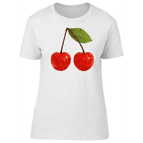Geometric Cherry Polygonal Fruit T-Shirt Women -Image by Shutterstock, Female XX-Large