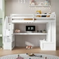 thumbnail image 4 of Harper & Bright Designs Full Size Loft Bed with Stairs and Desk, Wood Loft Beds Frame with Storage Drawers and Bookcase Shelves for Adults, White, 4 of 13