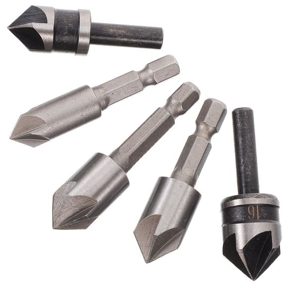 DRAFIDEEP Countersink Drill Bit Set Silver Multi Functional Design 5Pcs 8.7X0.39X0.25In